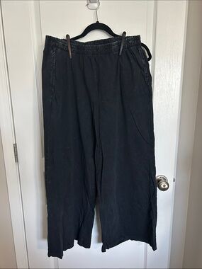 George Wide-Leg Black Acid Wash Lounge Pants